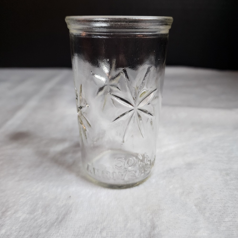 Vintage Ball Jelly Jar Glass Starburst‎ Pattern 50th Anniversary 1933-1983